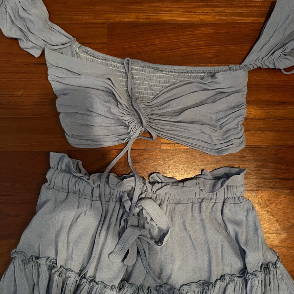 Blue Tiered Ruffle Two Piece Set - Picture 4 of 4
